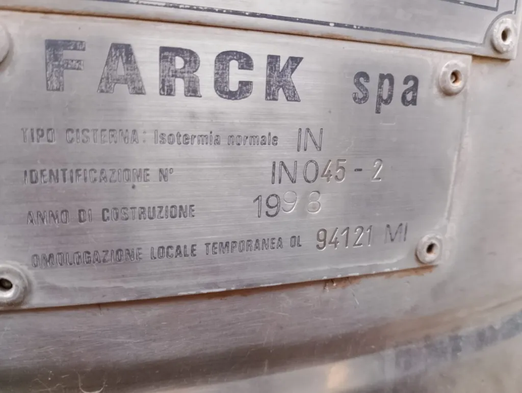 cisterna acciaio inox targhetta piccola